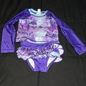 Purple Floral Kids Rashguard Set